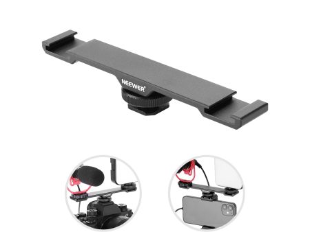 NEEWER Dual Cold Shoe Mount Bracket， Aluminum Alloy Dual Hot Shoe Extension Bar Online now