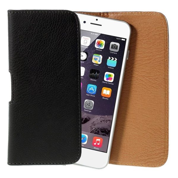 Litchi Grain Leather Case - Bæltetaske Sort - (Maks. Mobil: 160 x 77 x 15 mm) For Discount