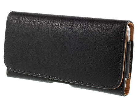 Litchi Grain Leather Case - Bæltetaske Sort - (Maks. Mobil: 160 x 77 x 15 mm) For Discount