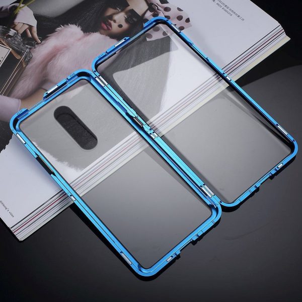 OnePlus 7 Pro Magnetisk Metal Cover m. Glas For & Bagside - Blå Online Hot Sale